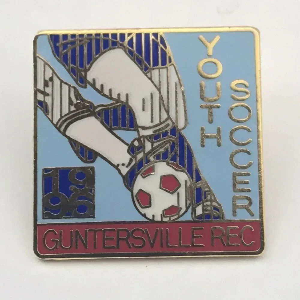 Guntersville Rec Enamel Pin Light Blue Red White Youth Soccer 1996 Vintage 90s